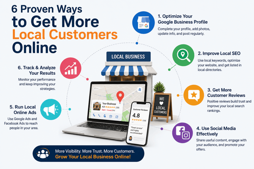 How to Get More Local Customers Online using Local SEO, Google Business Profile, and Customer Reviews
